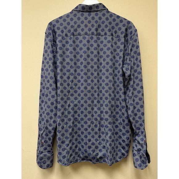 Luchiano Visconti Size XL Long Sleeve Button Down Shirt Circle Pattern Business - Picture 2 of 12